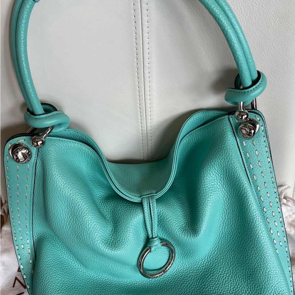 Chic Aqua Leather Shoulder Bag
